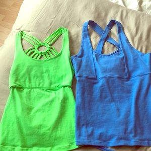 2 bright strapped workout tops